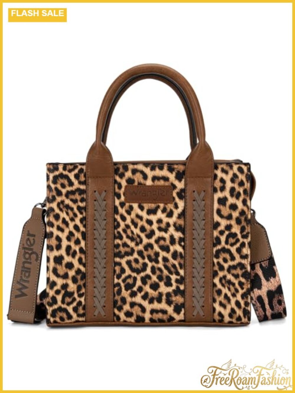 Leopard Print Tote Bag Satchel Crossbody Purse Whipstitch Adjustable Strap